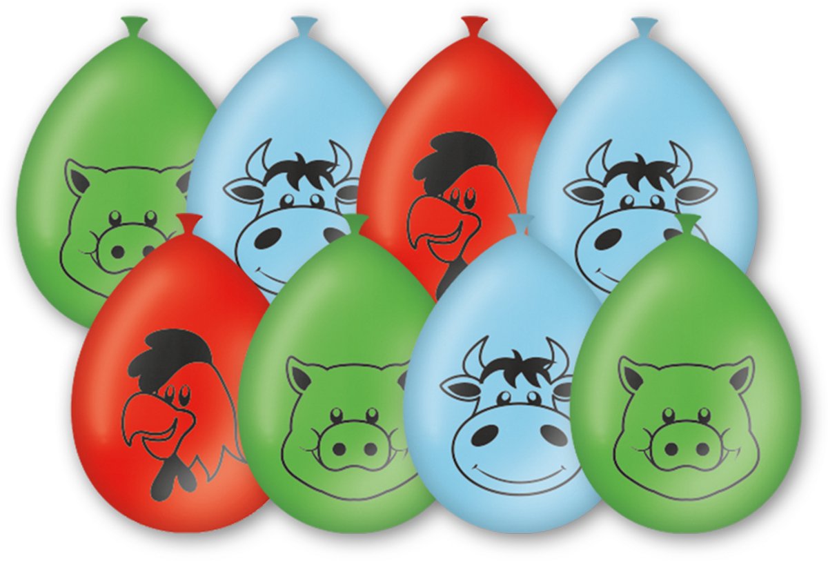 LUQ – Boerderij Kinderfeestje Latexballonnen – 8 Stuks – Farm Birthday Decoratie – Verjaardag Versiering – Helium Ready