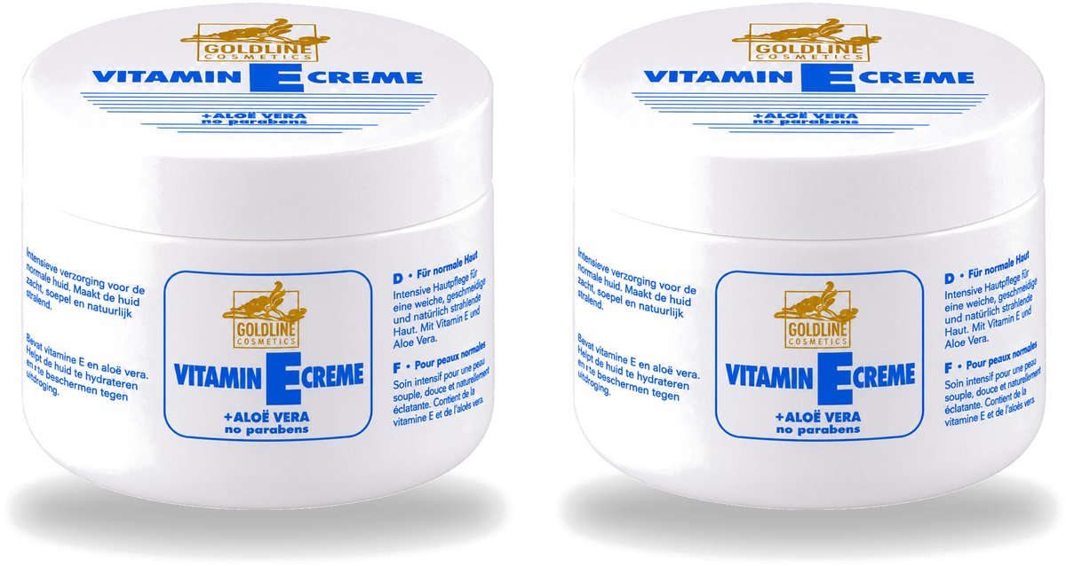 2 x Goldline - Bodycrème - Vitamine-E & Aloë Vera - Normale Huid - Hydraterend - 250 ml - Voordeelverpakking - 2 stuks