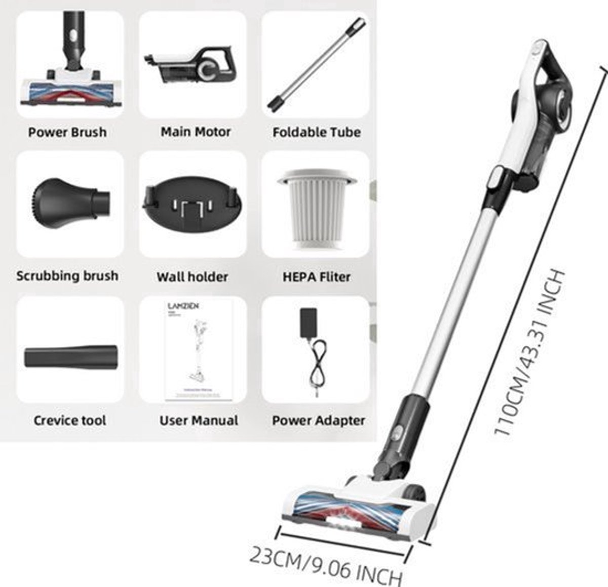 Draadloze Stofzuiger Handzaam - 28 kPa Zuigkracht - 150 Watt Vermogen - 2,7 kg Lichtgewicht - Zakloos Met HEPA-filter