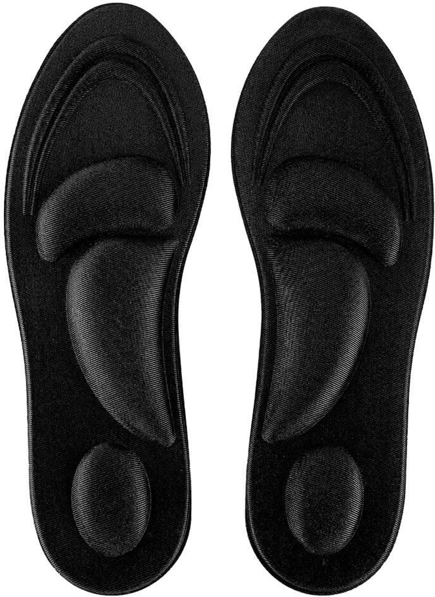 Sportschoeninlegzolen, zachte orthopedische beschermende inlegzolen, platte voetboogondersteuning, traagschuim, inlegzool, schoenkussen, comfortaccessoires, zwart