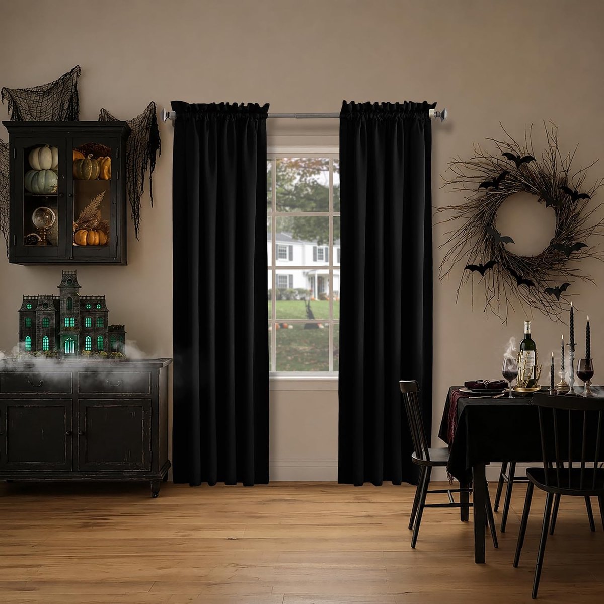 Zero Kruiwagen energie-efficiënte staaf zak gordijnpaneel paar, 54" x 95", zwart