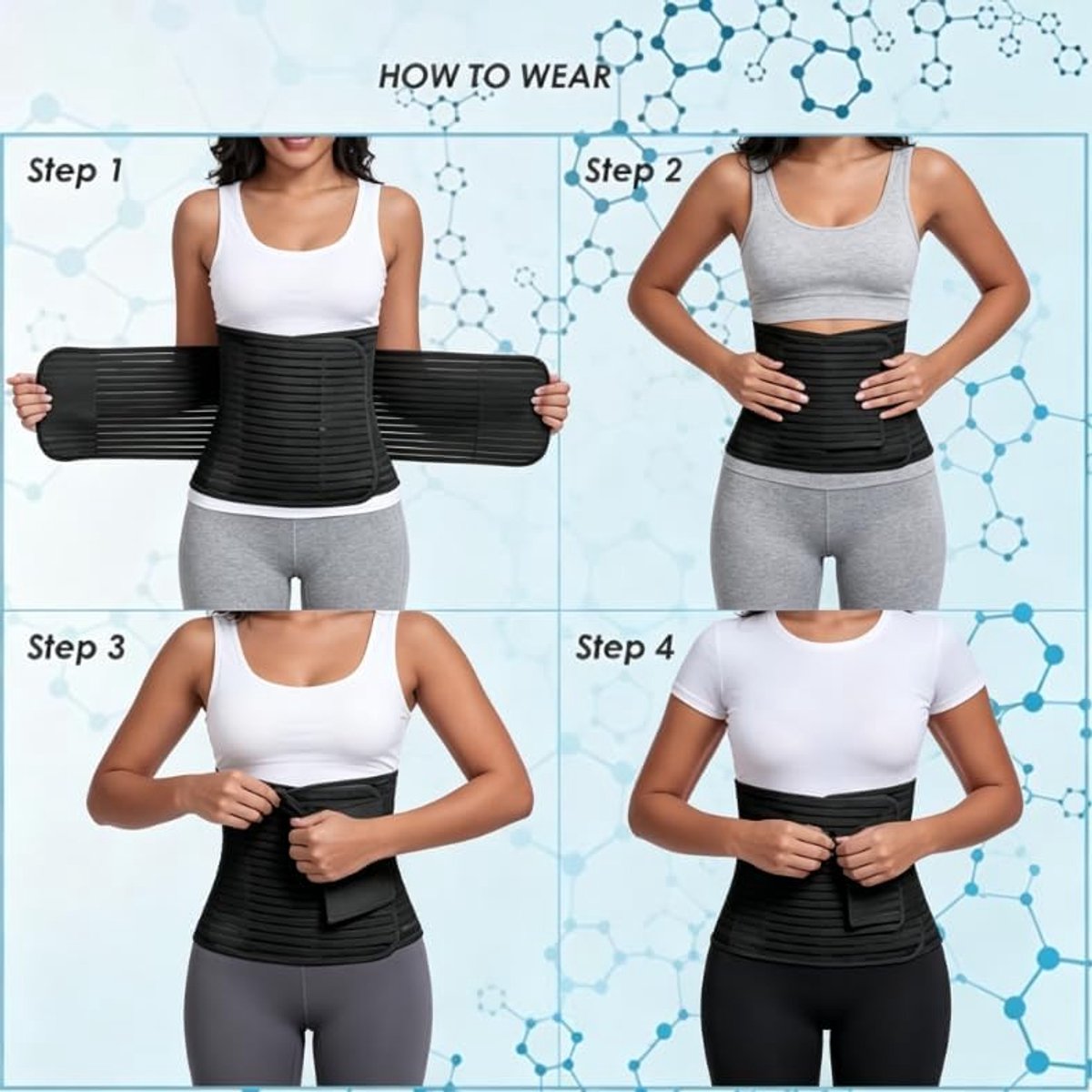 Buikwrap, postoperatieve herstel/buik/taille/bekkensteunriem, steunriem voor vrouwen en mannen, bodyshaping taille trainer (M, zwart)