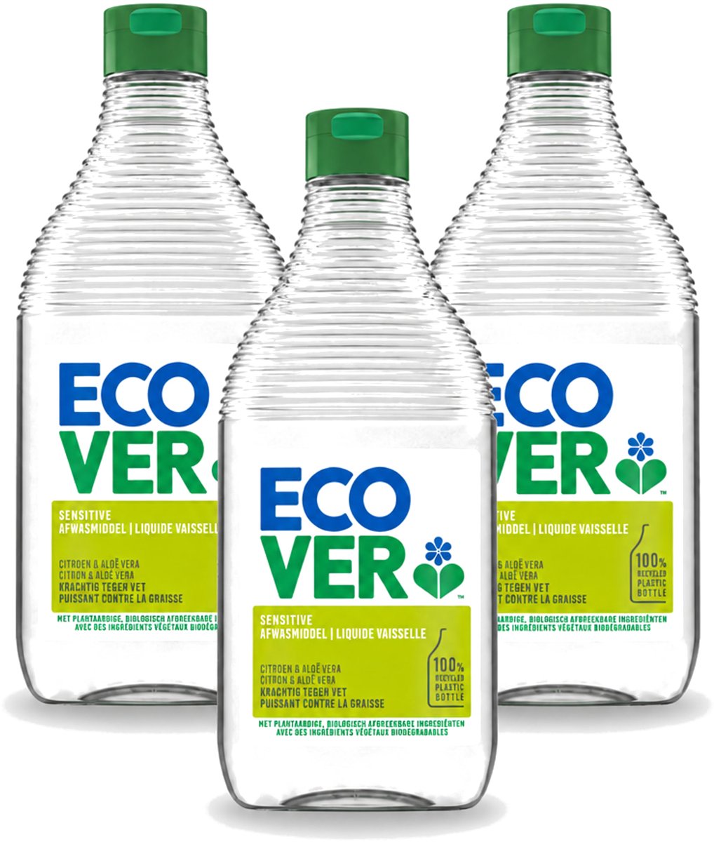 3 x Ecover - Afwasmiddel - Citroen & Aloë Vera - 450 ml - Voordeelverpakking - 3 stuks