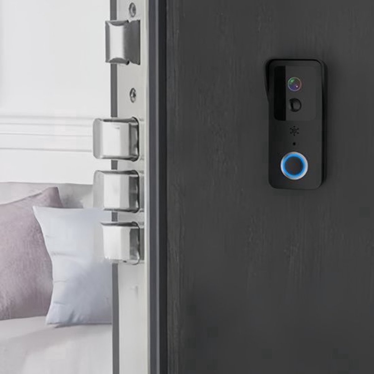 Video Deurtelefoon Mat Zwart - 1080P HD Beeldkwaliteit - Nachtzicht Infrarood - Tweeweg Audio - WiFi Deurbewaking