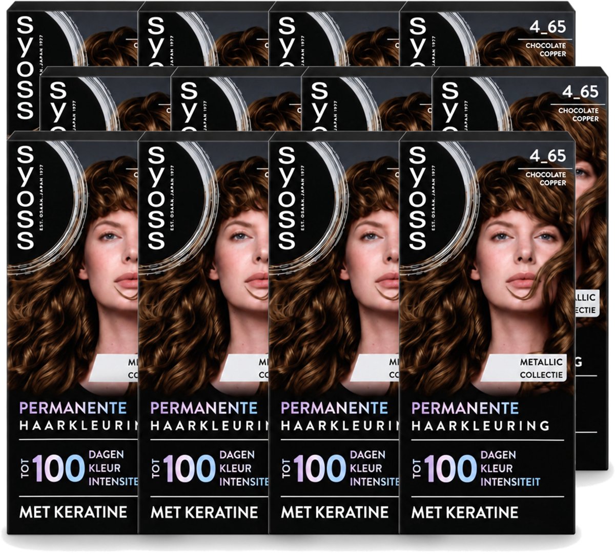 12 x SYOSS - Permanent Coloration 4-65 - Haarverf - Permanente Haarkleuring - Chocolate Copper - Grijsdekking - Voordeelverpakking - 12 stuks