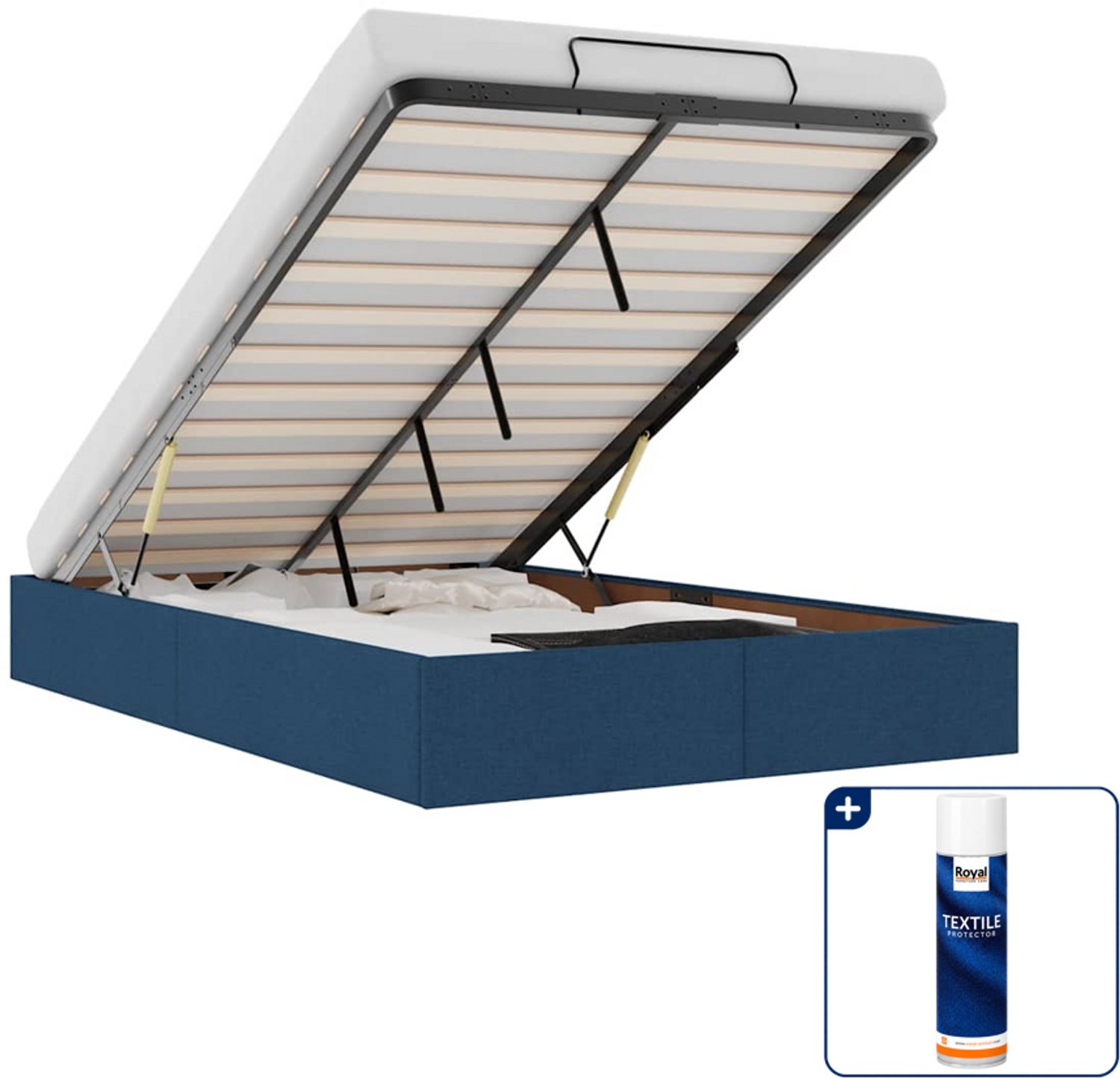 vidaXL bedframe - 120 x 200 cm - stof - blauw - Inclusief textielbeschermer 500 ml Zwart