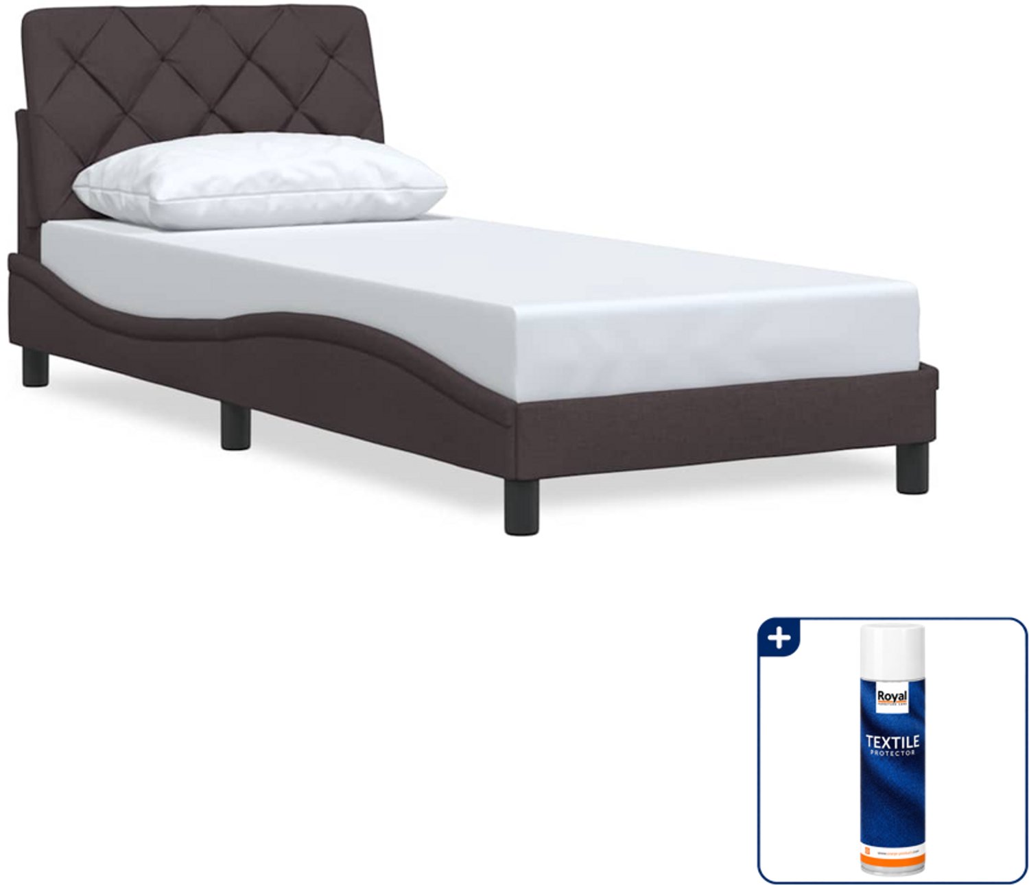 vidaXL bedframe - 90 x 200 cm - stof - donkerbruin - Inclusief textielbeschermer 500 ml Roze