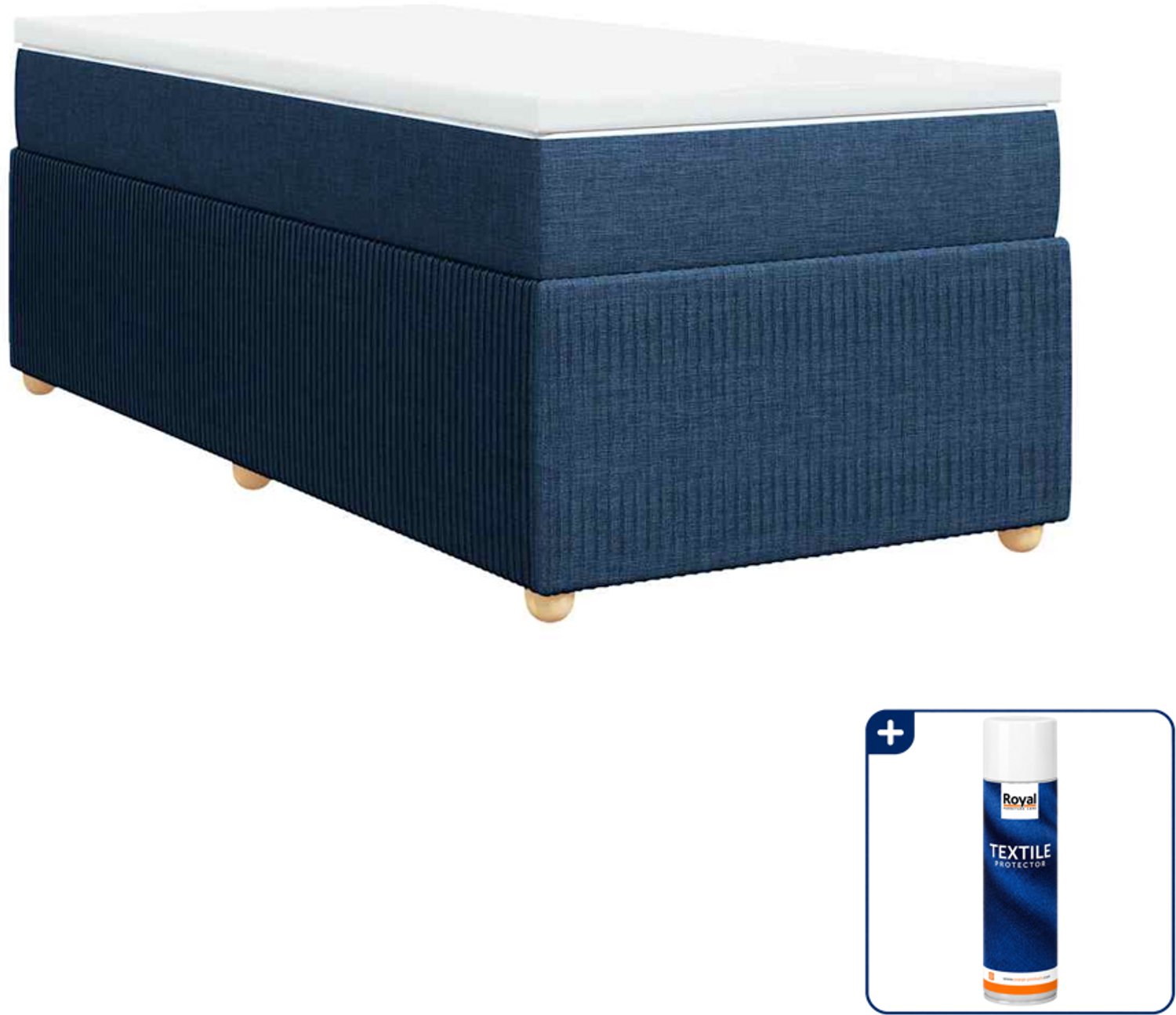 vidaXL boxspring met matras 90 x 200 cm - stof - blauw - Inclusief textielbeschermer 500 ml