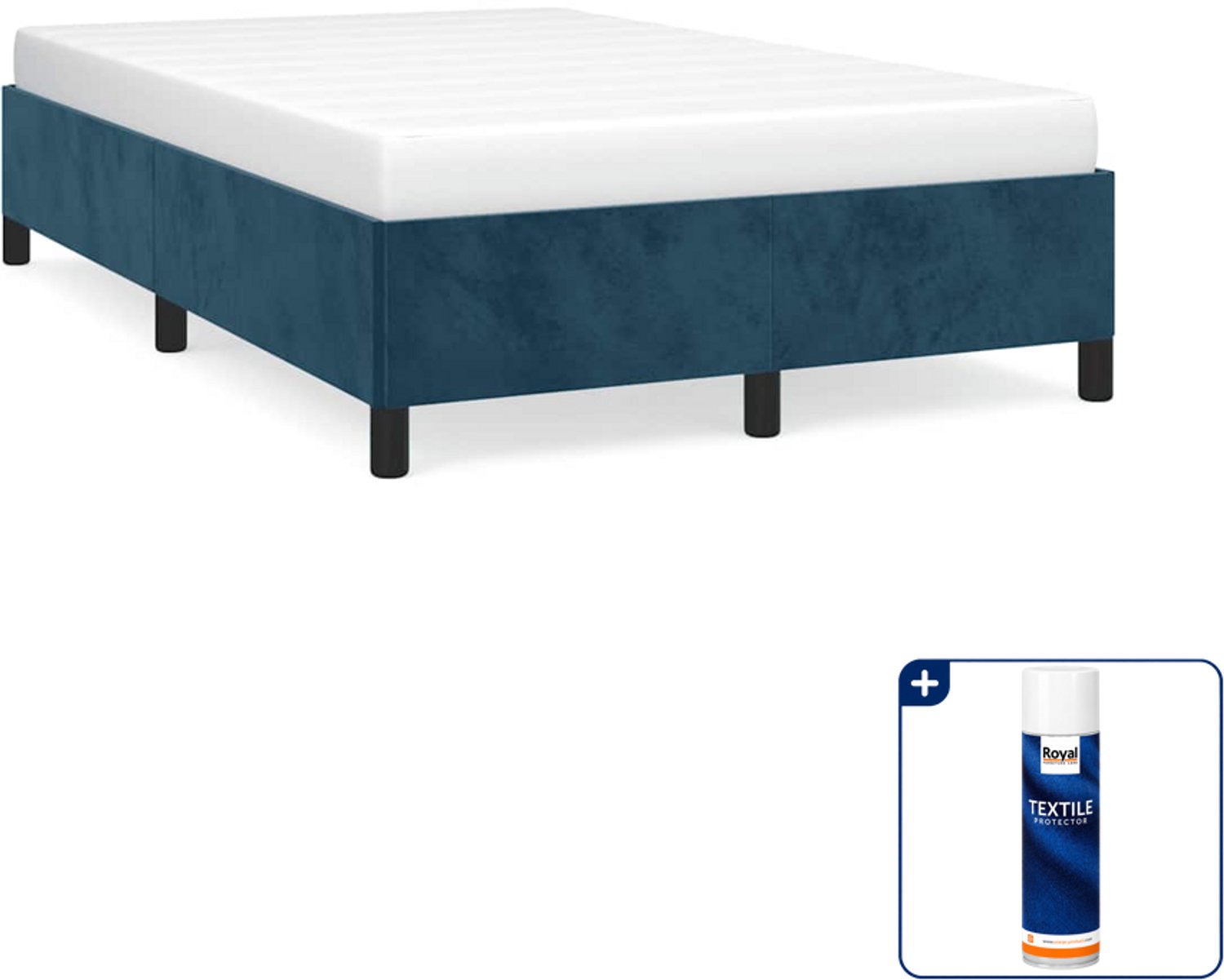 vidaXL Bedframe - 120 x 190 cm - fluweel - donkerblauw - Inclusief textielbeschermer 500 ml
