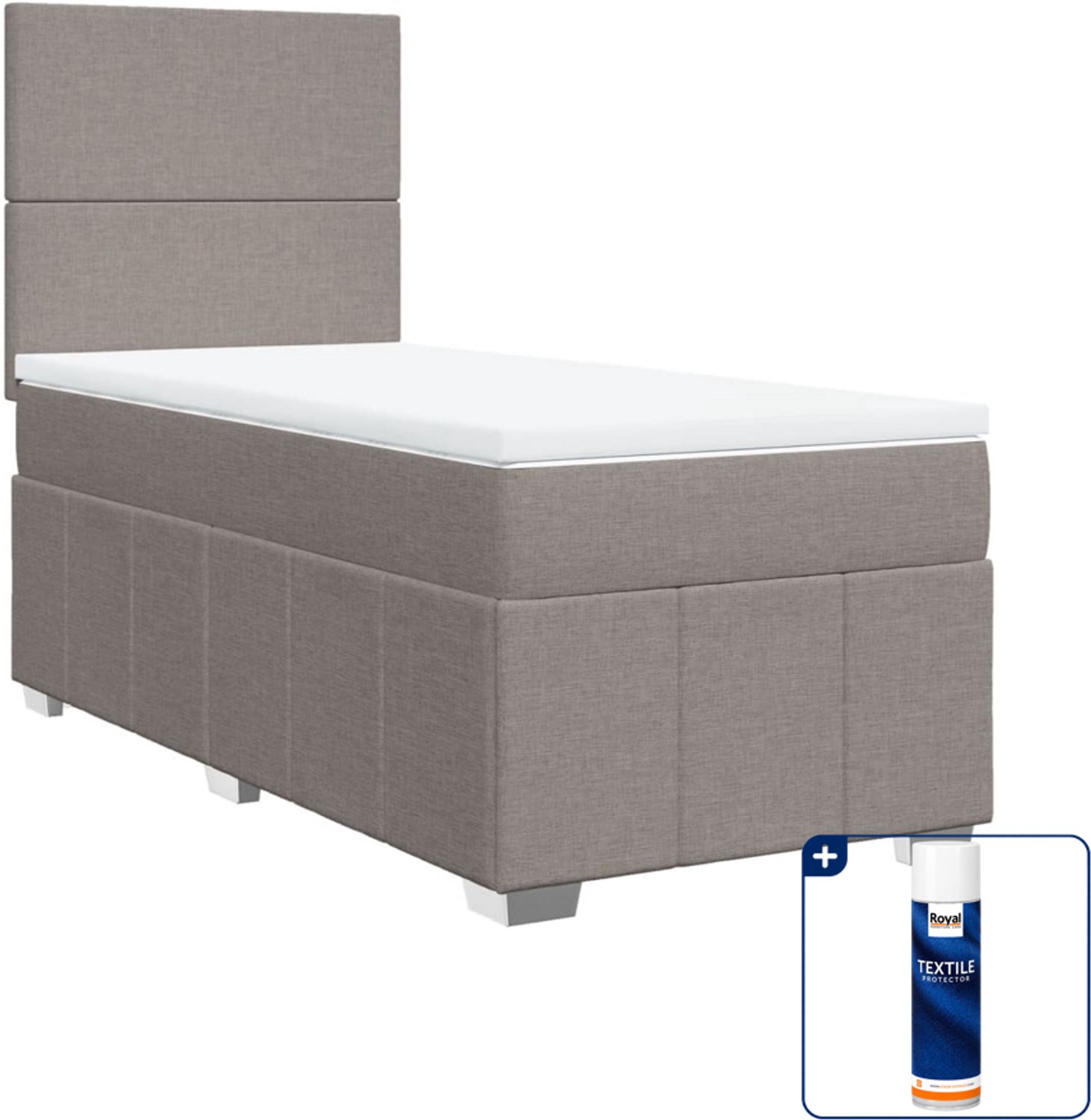 vidaXL boxspring - 100 x 200 cm - stof - taupe - Inclusief textielbeschermer 500 ml