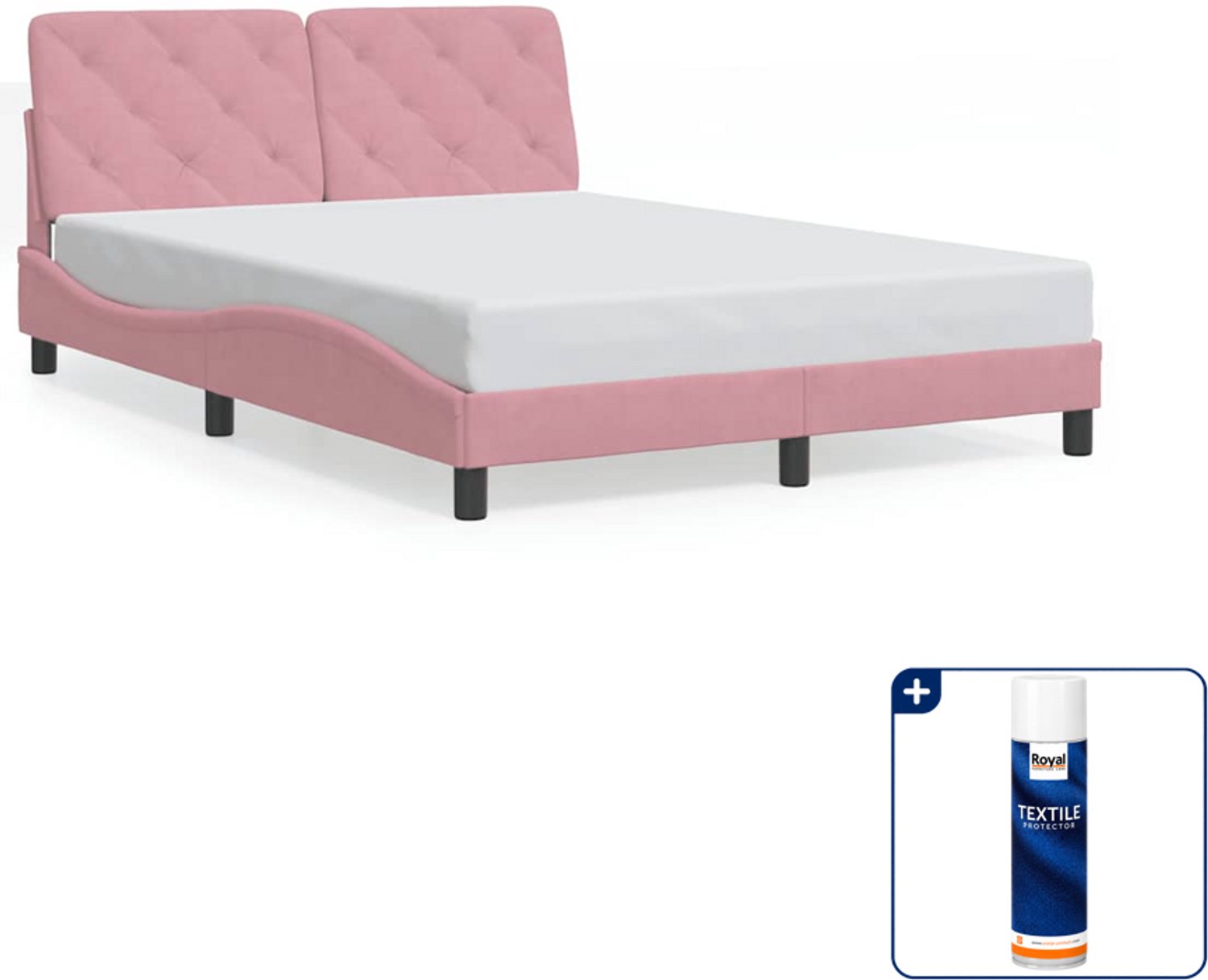 vidaXL bedframe - 140 x 190 cm - roze - Inclusief textielbeschermer 500 ml Blauw