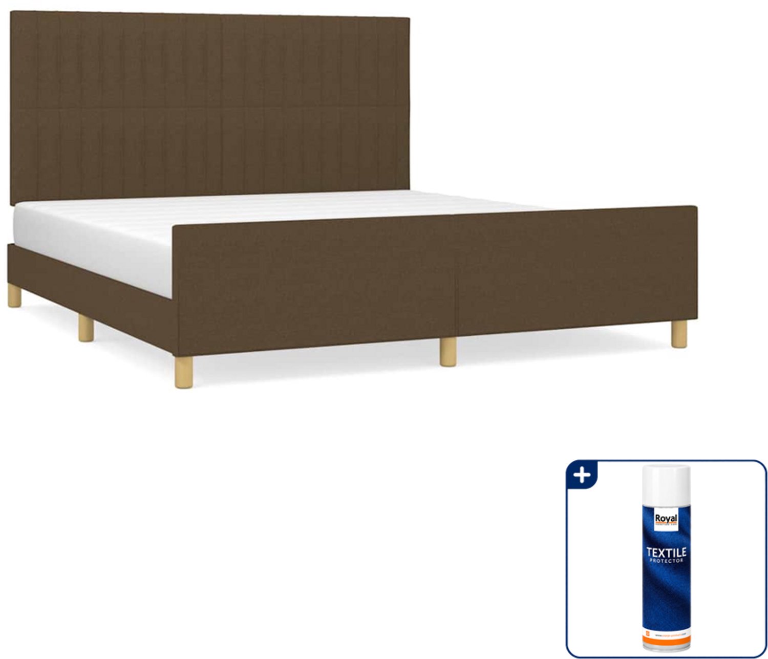 vidaXL Bedframe - Kingsize - 180 x 200 cm - donkerbruin - Inclusief textielbeschermer 500 ml