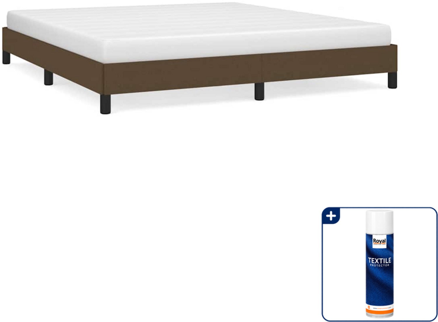 vidaXL bedframe - Queensize - 160 x 200 cm - stof - donkerbruin - Inclusief textielbeschermer 500 ml