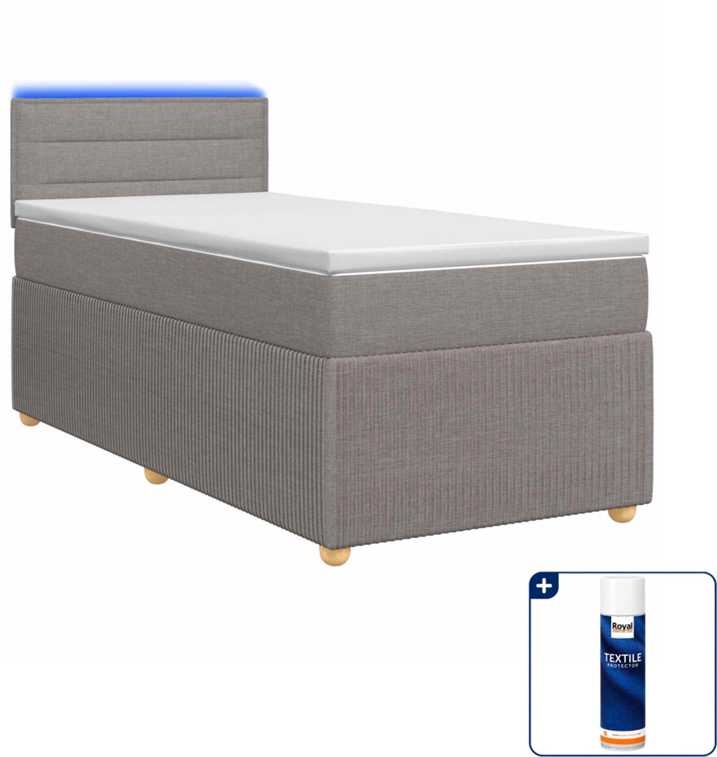 vidaXL boxspringbed met matras - 90 x 190 cm - taupe - Inclusief textielbeschermer 500 ml