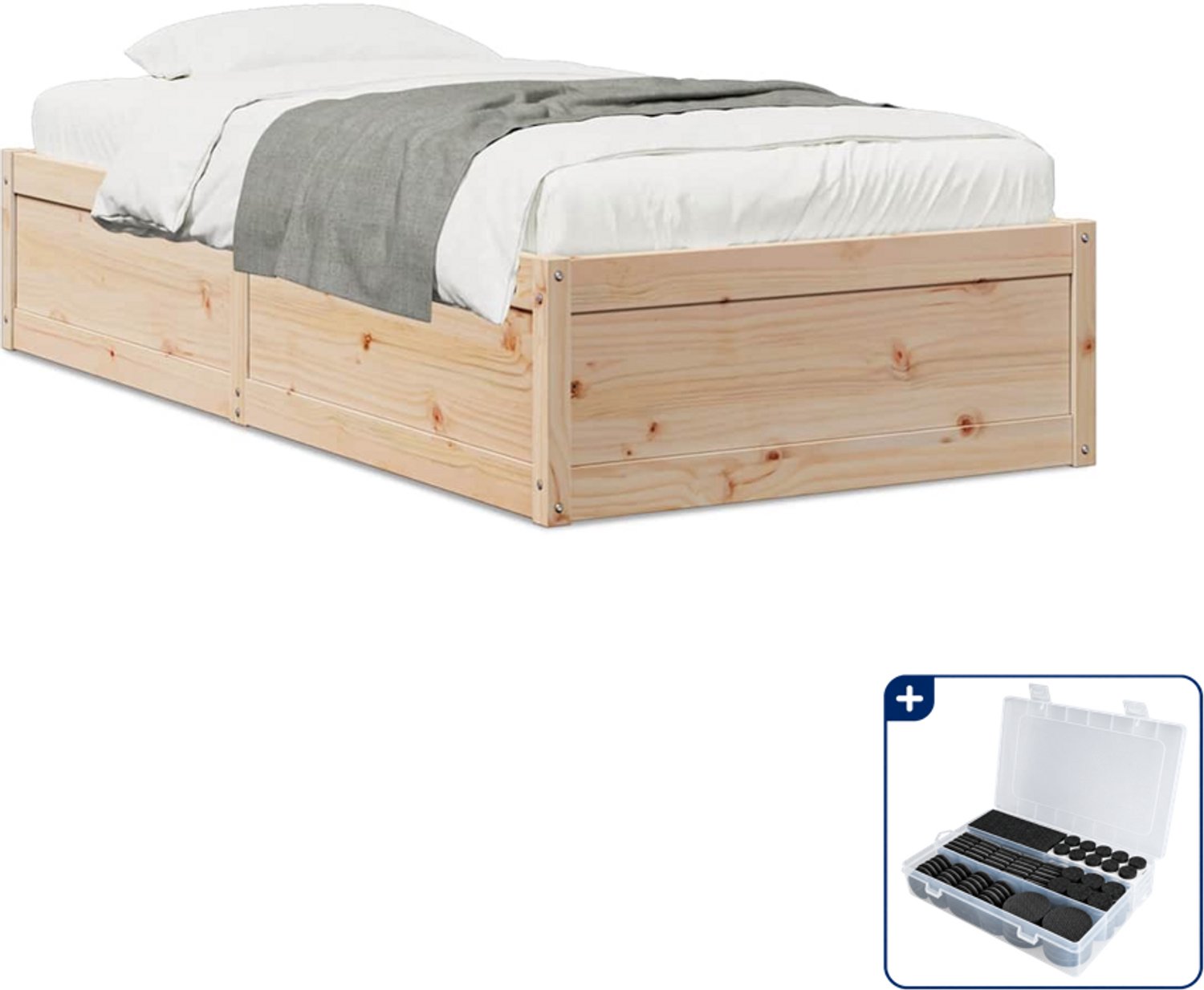 vidaXL bedframe - 75 x 190 cm - massief grenenhout - Inclusief antikrasvilt 177-delig Bruin