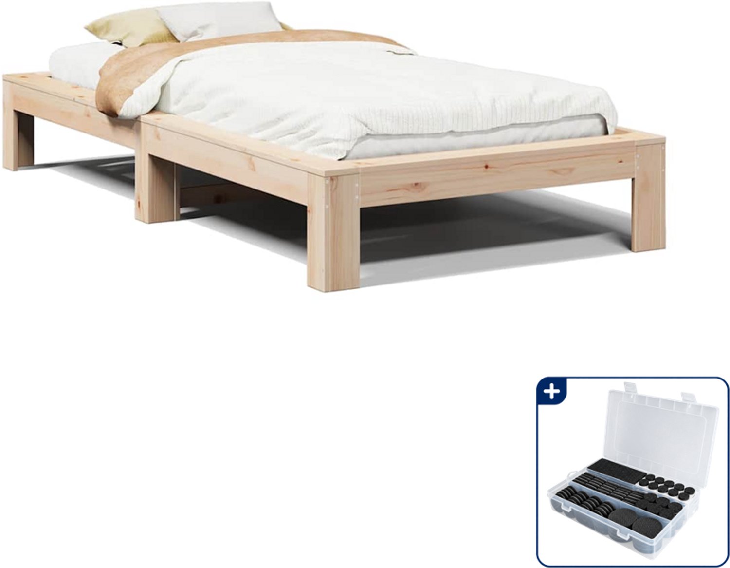 vidaXL bedframe - 100 x 200 cm - massief grenenhout - Inclusief antikrasvilt 177-delig Bruin