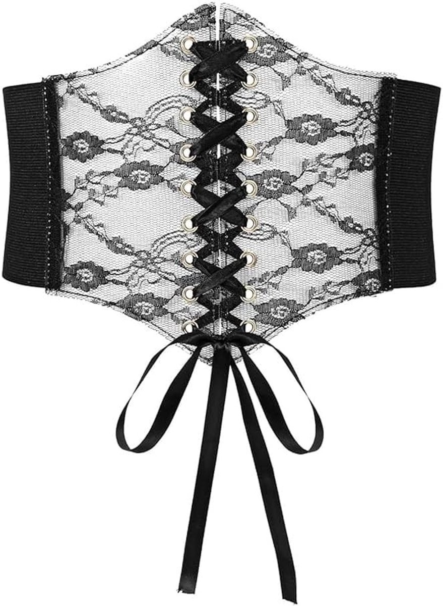 Elegante Leren Ceintuur met Kant en Strik, Perfect voor Avondkleding en Dagelijks Gebruik, Mode Accessoire voor Dames