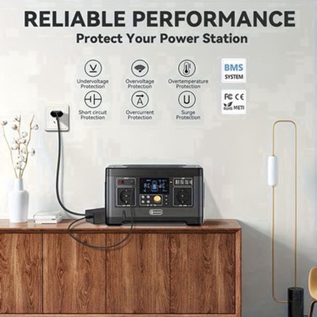Draagbare Generator – Powerstation – Noodstroomvoorziening – Camping Accu – Mobiele Energiebron – 520Wh Capaciteit – Pure Sinusgolf Output – 500W Continu Vermogen