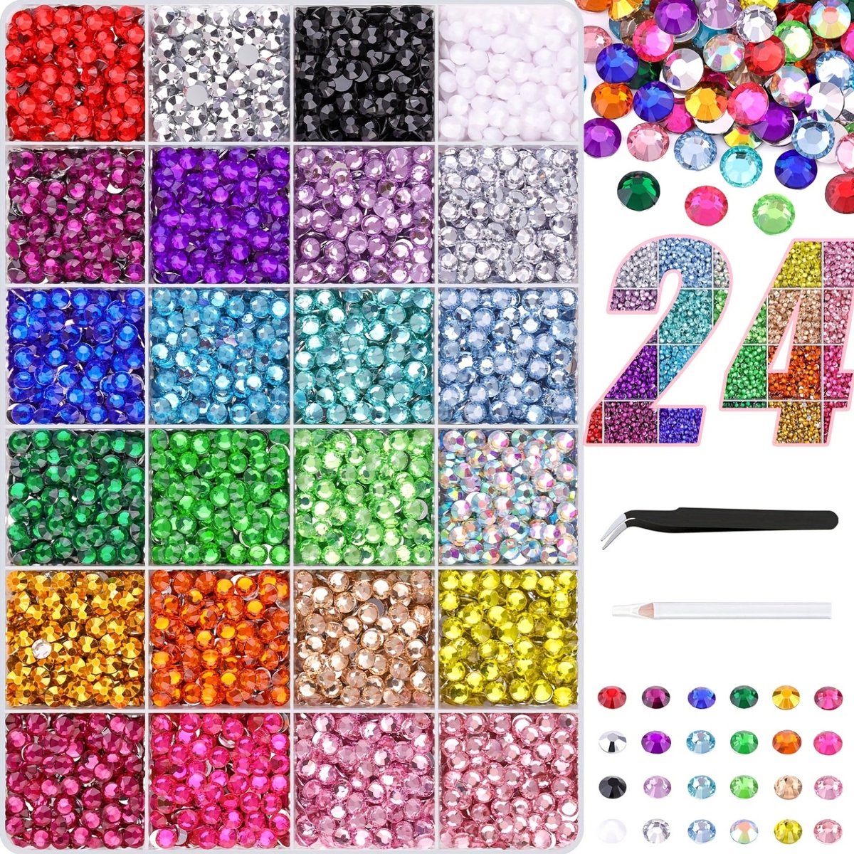 Currero Bedazzle Kit - Bedazzling - Plakstenen - Strass Steentjes - DIY Versieren - Set Met 12.000 Steentjes - Nagel Decoratie - 3mm