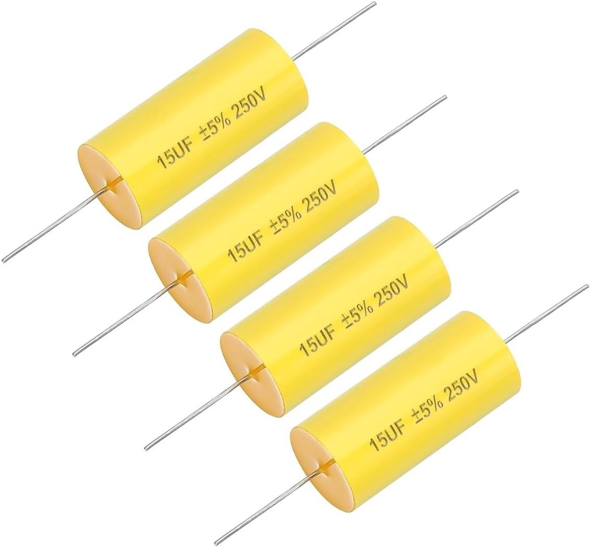15uF 250V MKP Axiale Frequentiedeler Condensatoren voor Audio Speakers - 4 Stuks, Hoge Kwaliteit, Geluidsverbetering, Duurzaam Gebruik