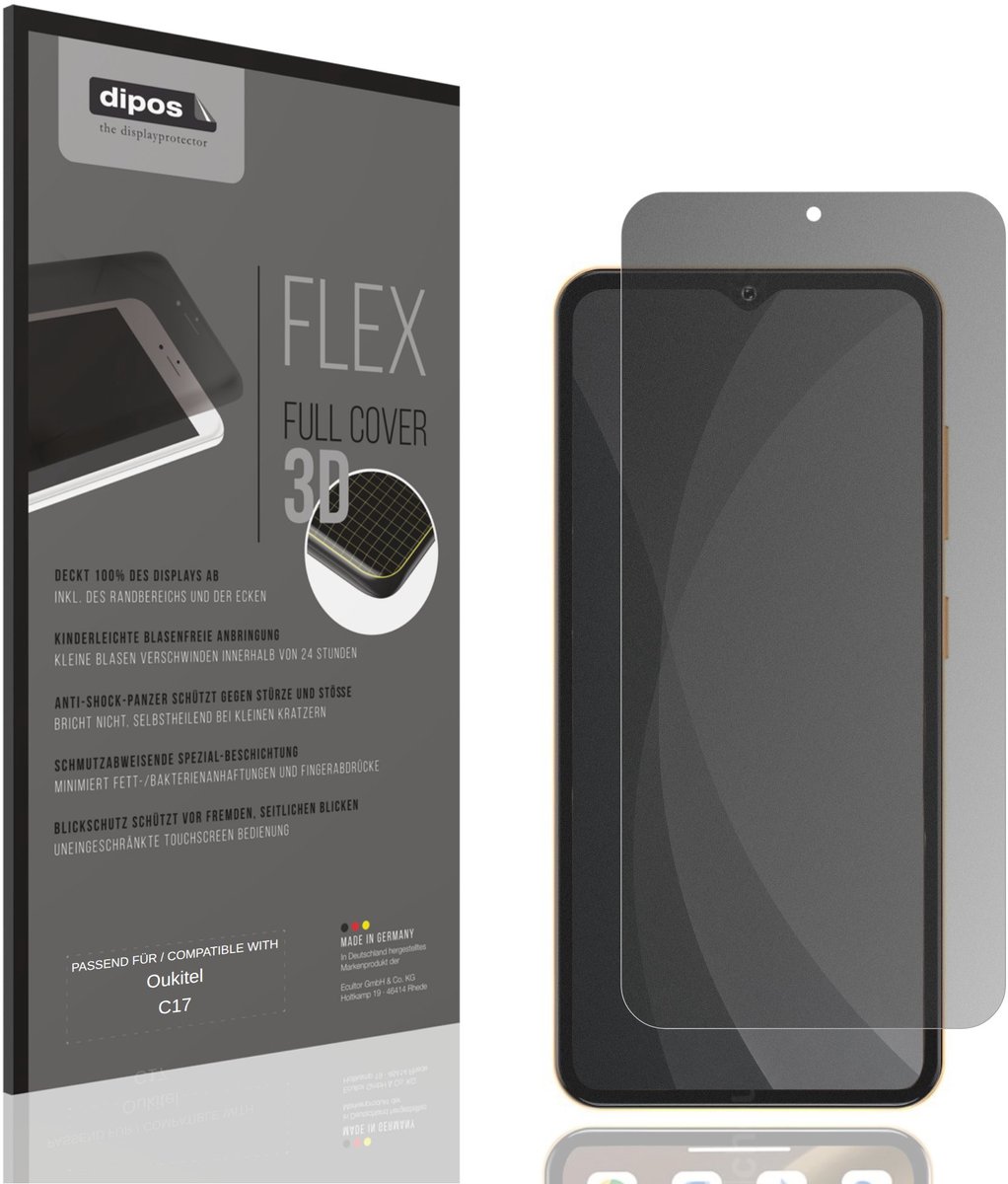 dipos FLEX – Matte Privacy Screenprotector geschikt voor Oukitel C17 | Volledige Schermbescherming | Case-Friendly