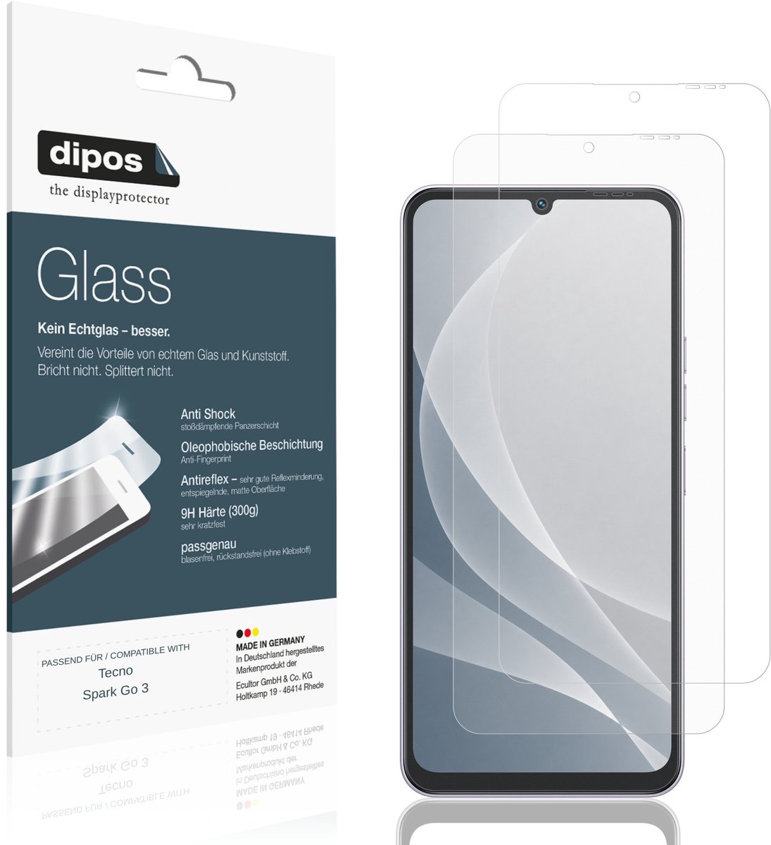 dipos – 2x Matte Pantserfolie geschikt voor Tecno Spark Go 3 | 9H Screenprotector