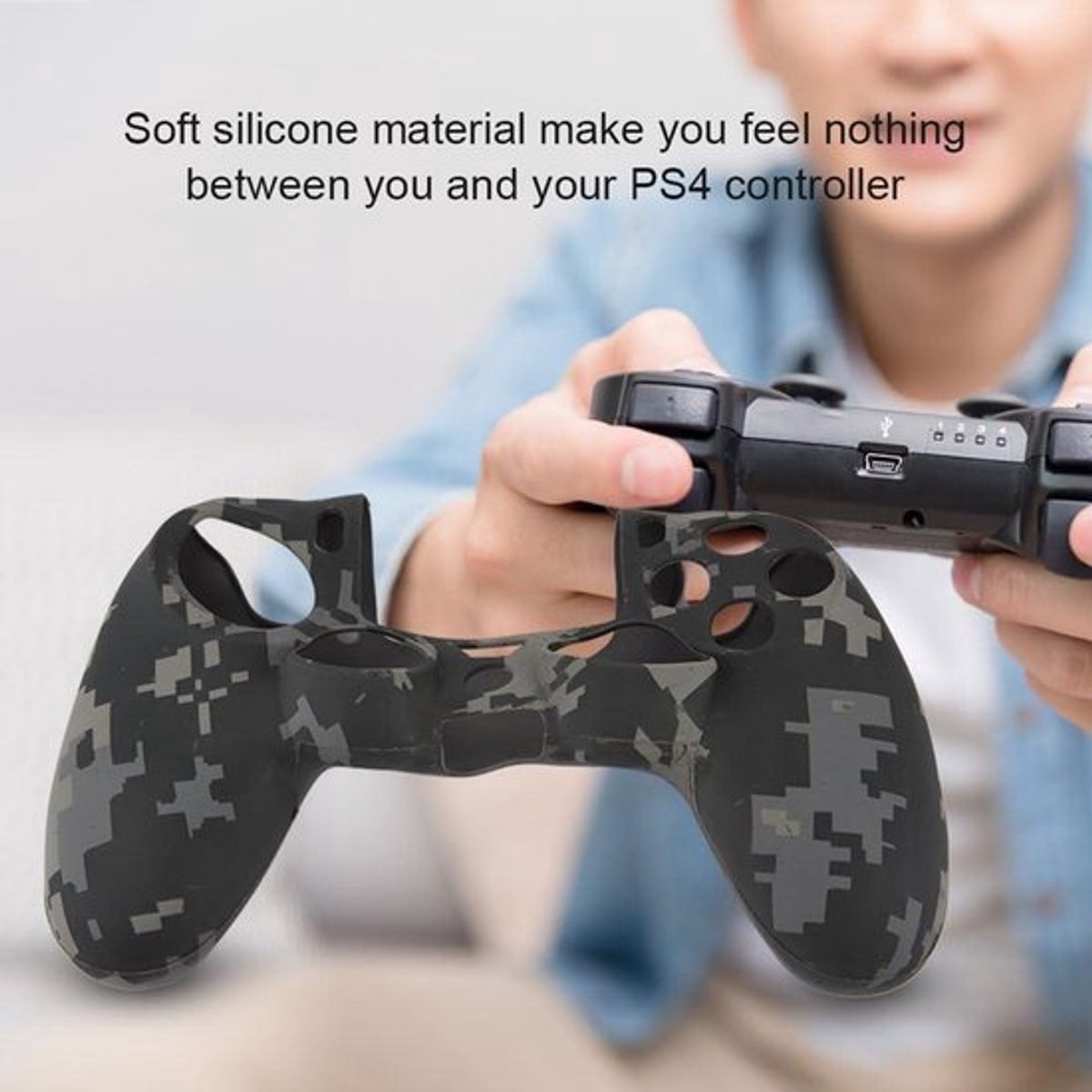 Zachte siliconen hoes beschermhoes voor controller - stofdicht handvat cover (grijs)