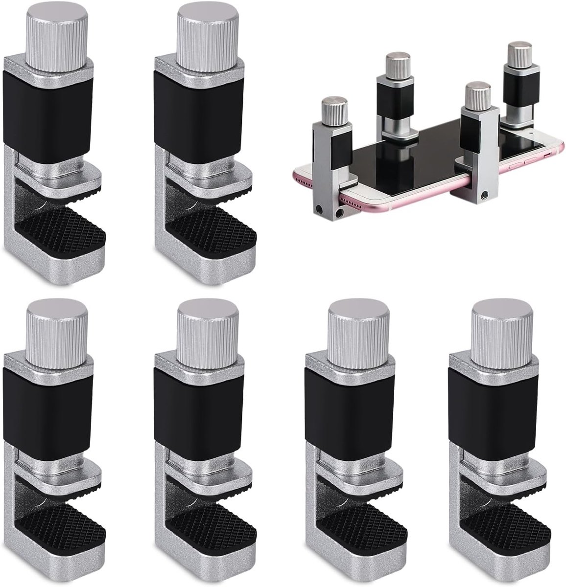 Pack van 6 Verstelbare Metalen Klemmen voor LCD Schermen, Fixeerklemmen en Reparatietools voor Smartphones en Computers