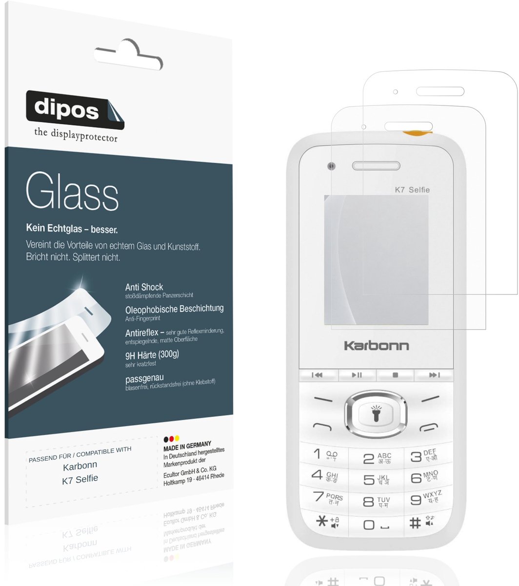dipos – 2x Matte Pantserfolie geschikt voor Karbonn K7 Selfie | 9H Screenprotector