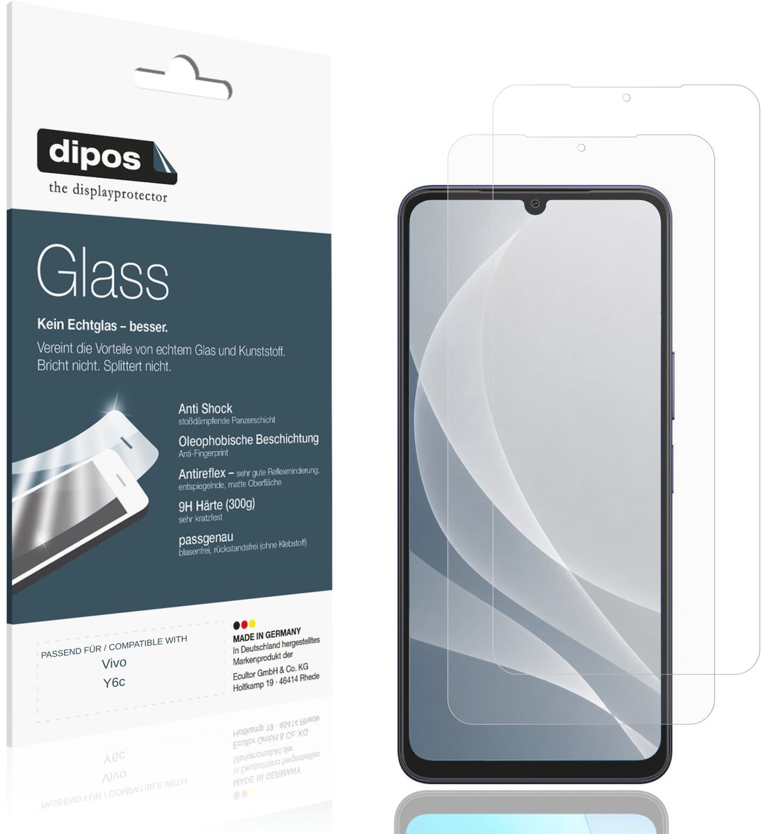 dipos – 2x Matte Pantserfolie geschikt voor Vivo Y6c | 9H Screenprotector