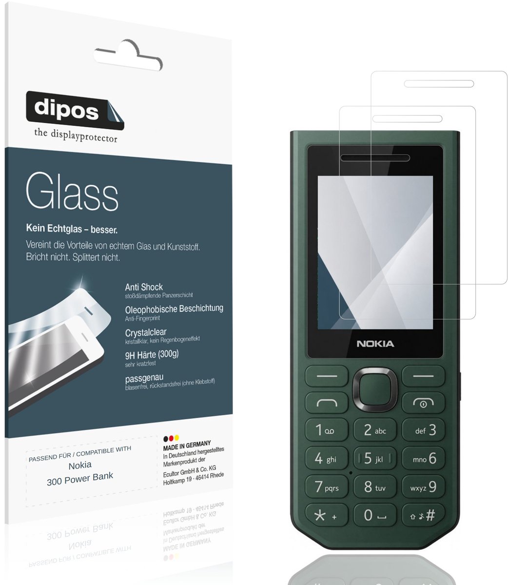 dipos – 2x Pantserfolie geschikt voor Nokia 300 Power Bank | 9H Screenprotector