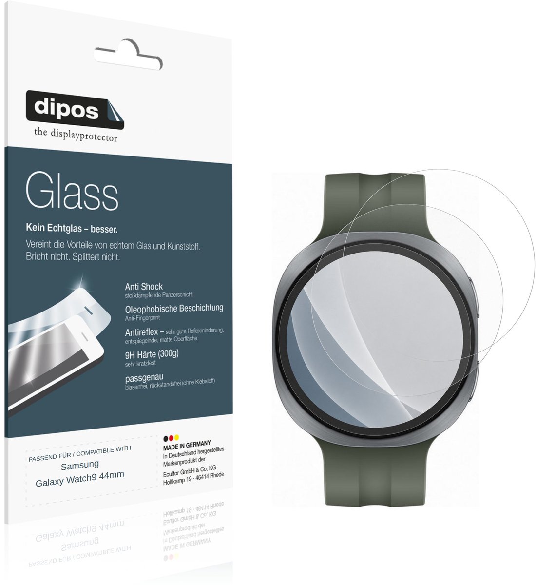 dipos – 2x Matte Pantserfolie geschikt voor Samsung Galaxy Watch9 44mm | 9H Screenprotector