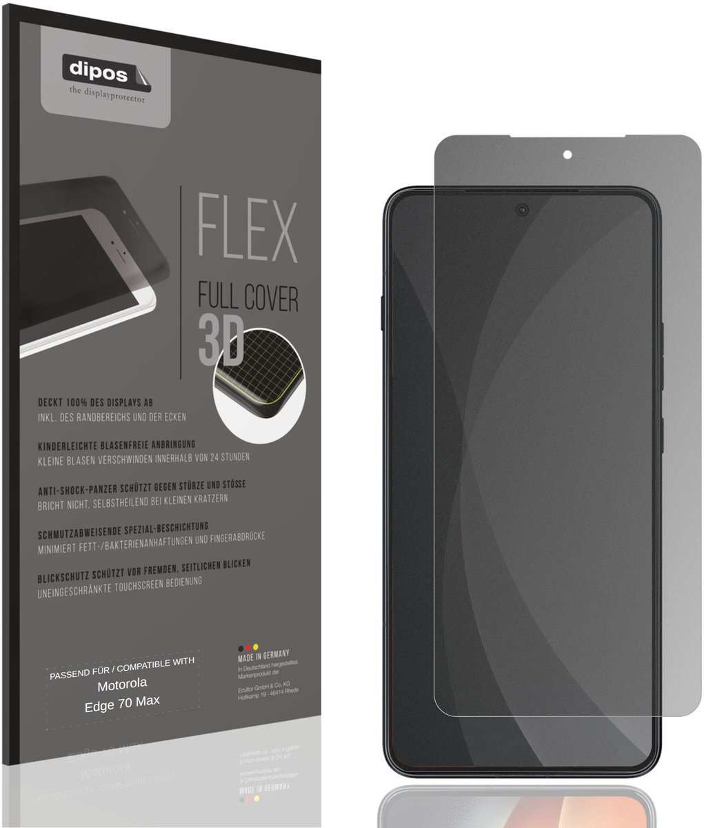 dipos FLEX – Matte Privacy Screenprotector geschikt voor Motorola Edge 70 Max | Volledige Schermbescherming | Case-Friendly