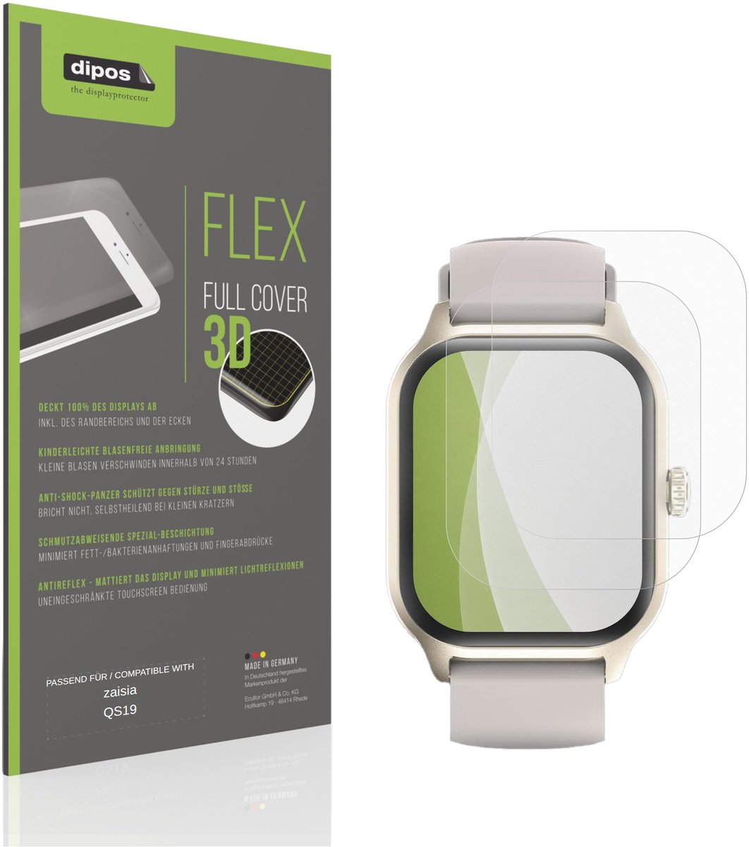 dipos FLEX – 2x Matte Screenprotector geschikt voor zaisia QS19 | Volledige Schermbescherming | Case-Friendly