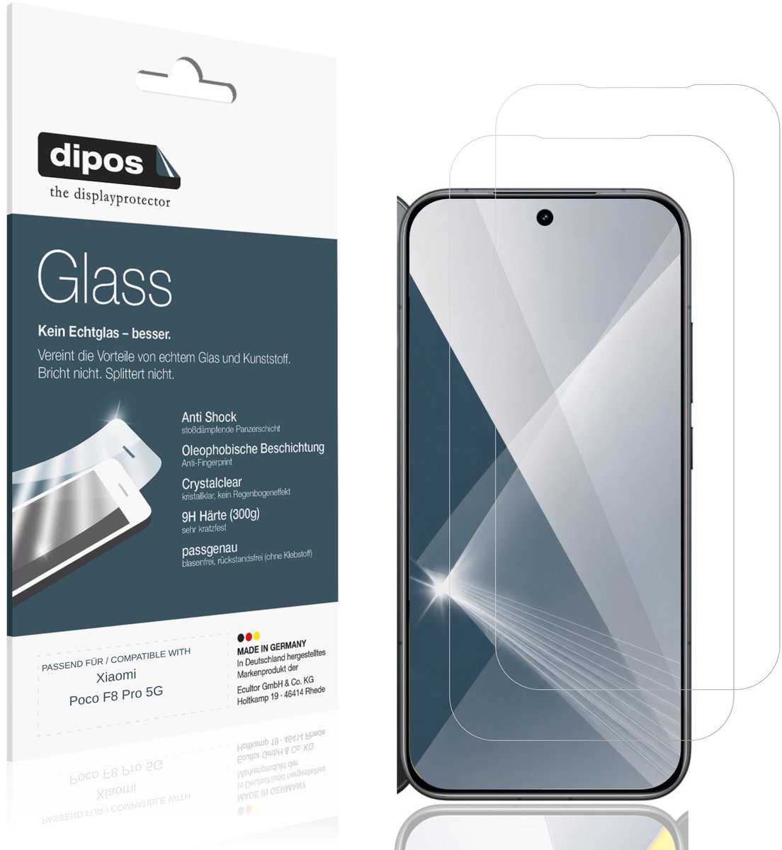 dipos – 2x Pantserfolie geschikt voor Xiaomi Poco F8 Pro 5G | 9H Screenprotector
