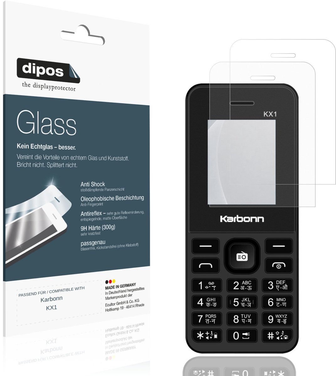 dipos – 2x Matte Pantserfolie geschikt voor Karbonn KX1 | 9H Screenprotector