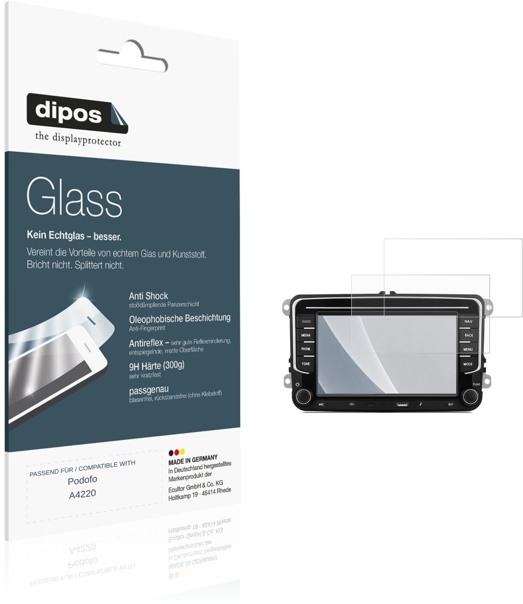 dipos – 2x Matte Pantserfolie geschikt voor Podofo A4220 | 9H Screenprotector