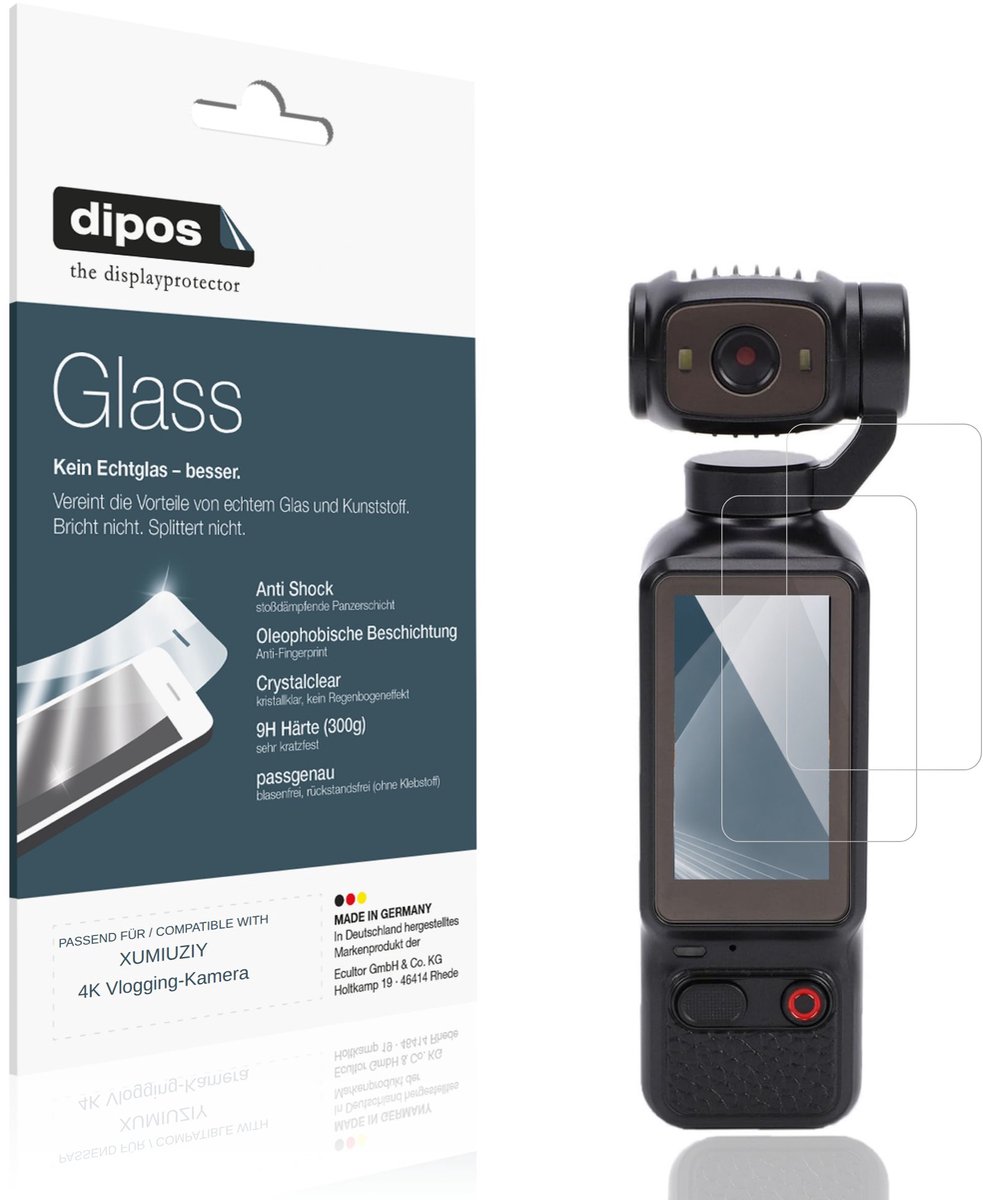dipos – 2x Pantserfolie geschikt voor XUMIUZIY 4K Vlogging-Kamera | 9H Screenprotector