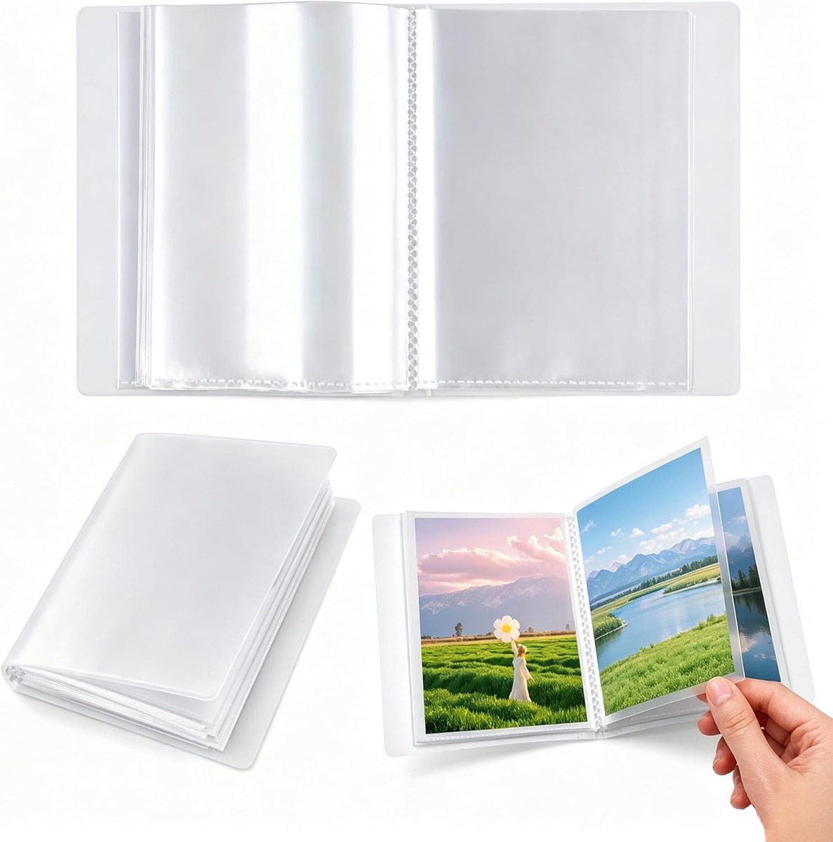 A6 transparant foto-opbergalbum, 100 pagina's, stickers, opbergboek, mini-opbergbrochure, voor ansichtkaarten - ShopVlot