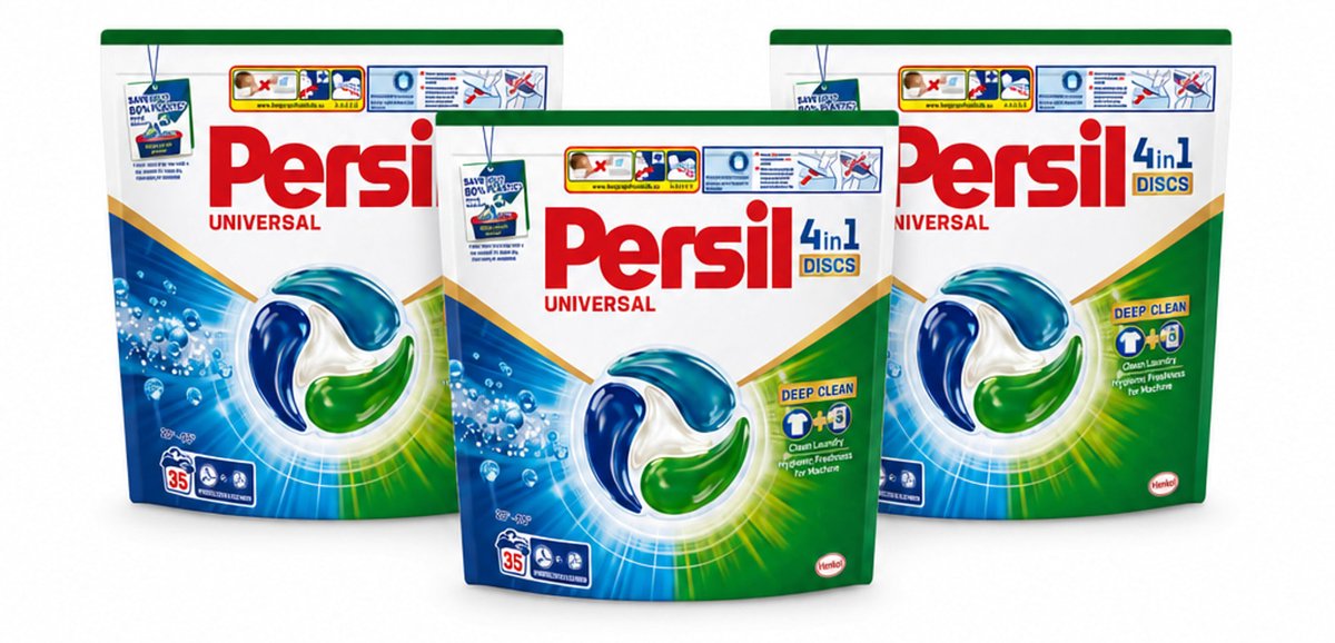 3 x Persil - Wasmiddel - Discs Universal - Voor Witte Was - 35 wasbeurten - Voordeelverpakking - 3 stuks