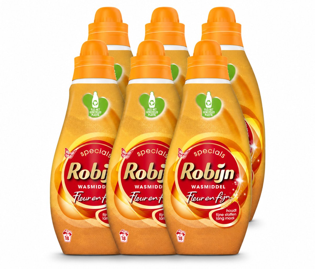 6 x Robijn Specials - Fleur & Fijn - Vloeibaar Wasmiddel - 18 Wasbeurten - Voordeelverpakking - 6 stuks