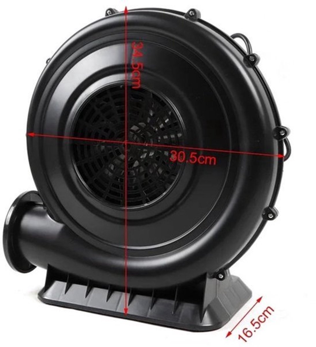 Elektrische Pompblazer Zwart - 250 W Vermogen - 420 m3/u Luchtvolume - ABS Materiaal - Voor Opblaasbare Springkussens