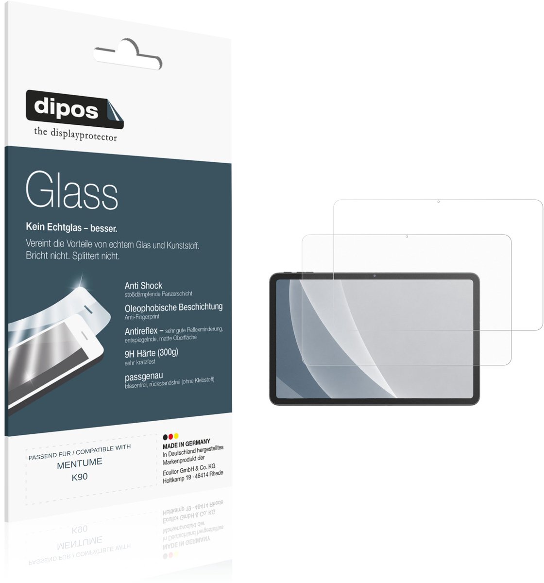 dipos – 2x Matte Pantserfolie geschikt voor MENTUME K90 | 9H Screenprotector