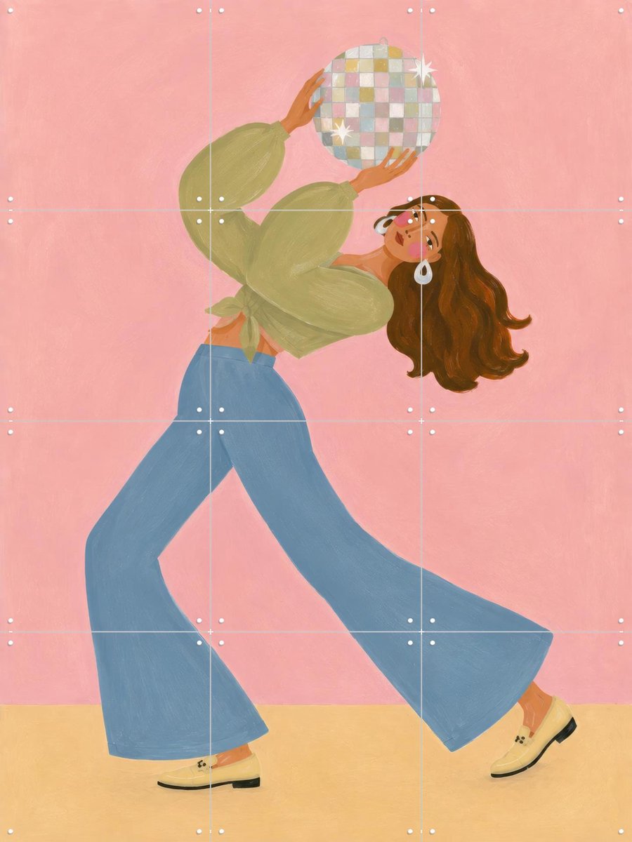 IXXI Disco Darling, Atelier Pommeline - 60 x 80 cm - Gratis ophangtool - Grote wanddecoratie en posters - Cartoonesk, Speels, Kleurrijk, Modern