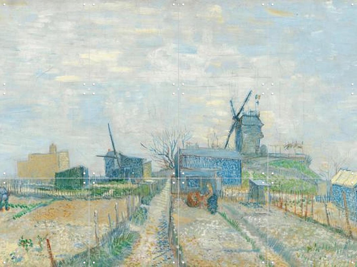 IXXI Montmartre: molens en moestuinen (1887), Vincent van Gogh (1853 - 1890) & Van Gogh Museum - 80 x 60 cm - Gratis ophangtool - Grote wanddecoratie