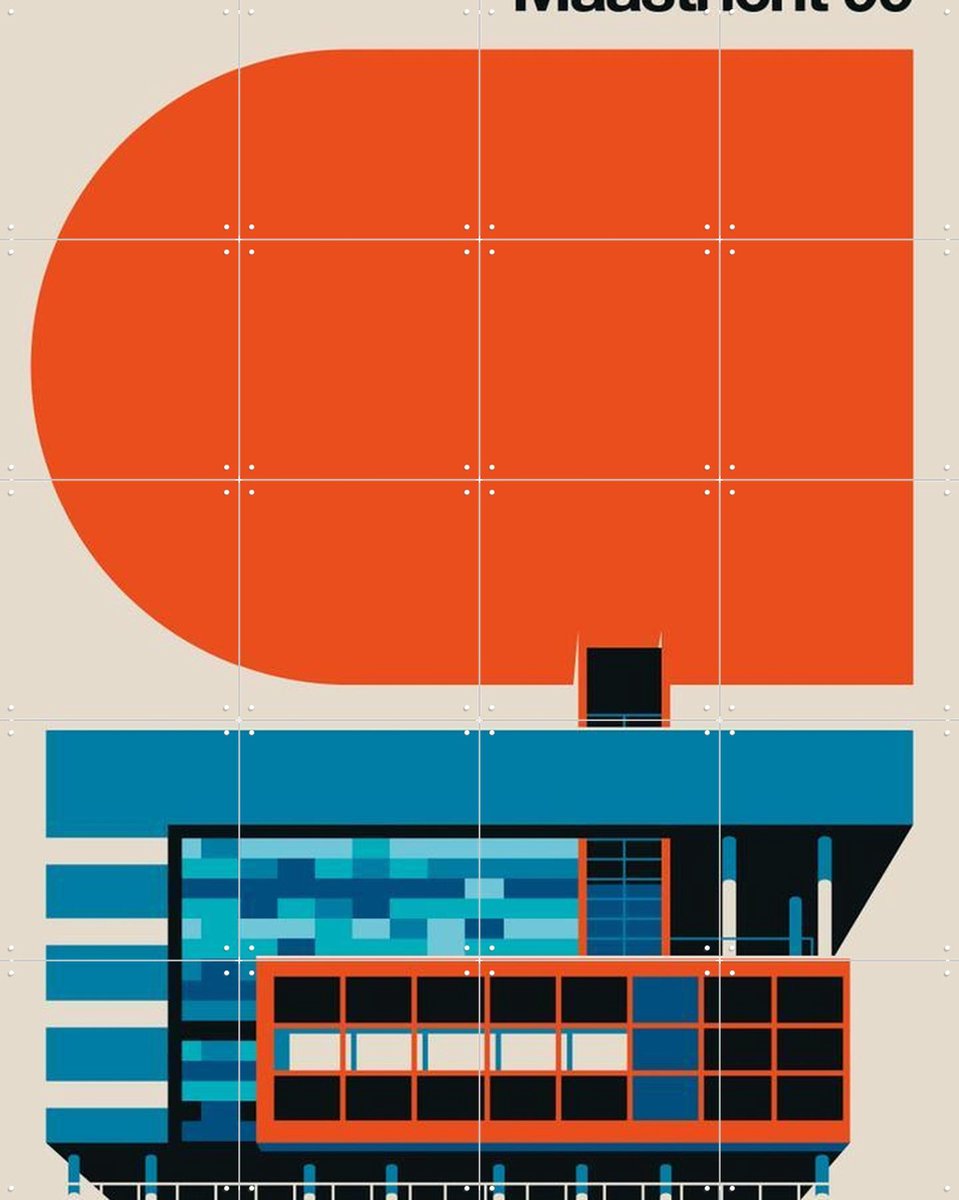 IXXI Maastricht 99, Bo Lundberg - 80 x 100 cm - Gratis ophangtool - Grote wanddecoratie en posters - Geometrische Kunst, Illustraties, Kleurrijk