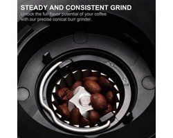Koffiemolen - Elektrische - 220V - Burr Grinder met 30 Maalstanden - Conische Maalschijven - Instelbare Maalgraad - voor Espresso & Filterkoffie - LCD Display - 90g+ Bonenreservoir - LCD-Scherm met Timer