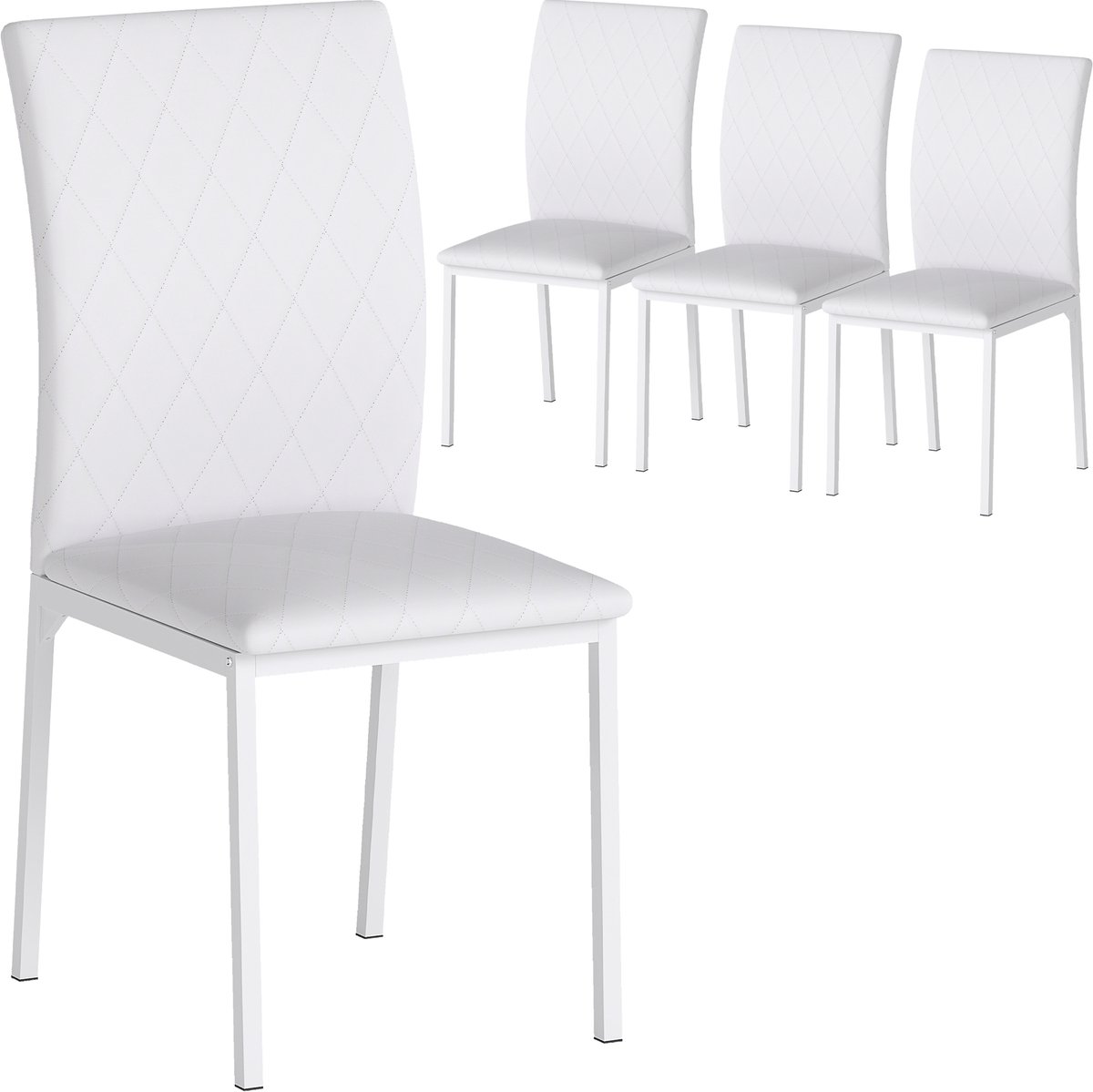 HOMCOM Eetkamerstoel - Polyvinylchloride - 50x41x91cm - Wit