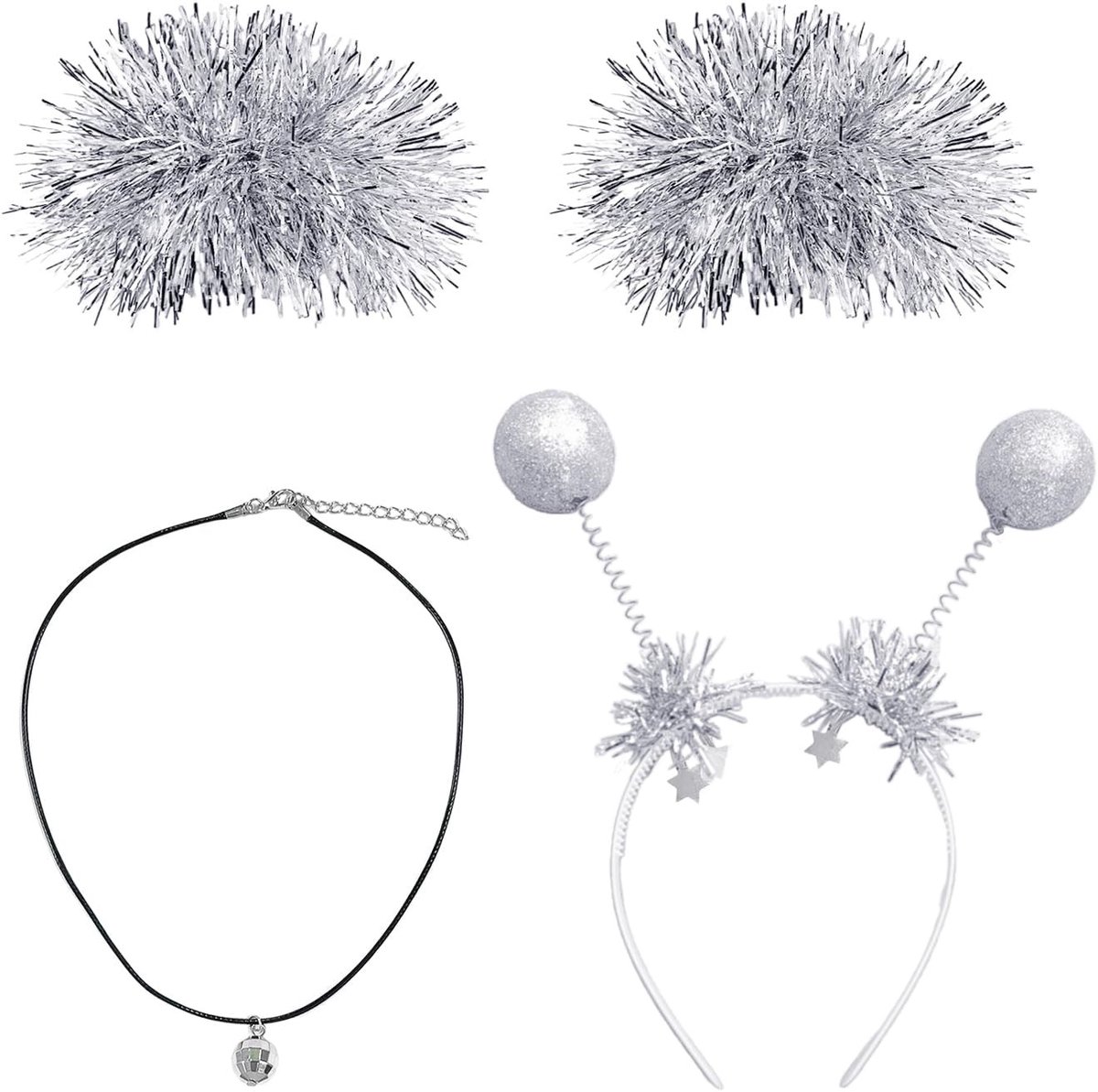 Hoofdband, armbanden en halsketting set voor buitenaardse kostuumaccessoires, creatieve rolaccessoires voor feest en cosplay.
