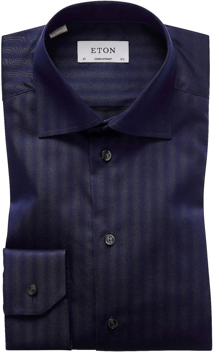 Eton overhemd navy effen Contemporary